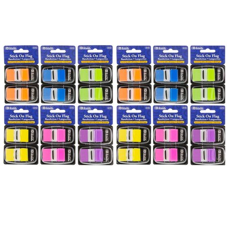 BAZIC Assorted Neon Color Standard Flags with Dispenser, 30 Flags, PK24 5173